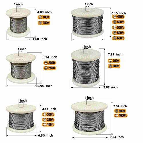 Toyeliu T316-Stainless Steel 1/8'' Aircraft Wire Rope For Cable Deck Railing Kit,Non-Magnetic Marine Grade(100Ft) #TOP1