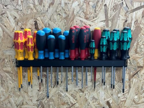 Doppel Schraubendreher Wandhalterung für 11 oder 23 Schraubendreher - Halter für Werkzeugwand - Werkzeug Halter Wandmontage (1x 400 mm)