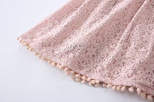 Image of BGFKS Baby Girl Tutu Dress Elegant Lace Pom Pom Flutter Sleeve with Flower Headband Set