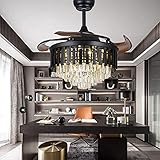 KPIBEST 42 Inch Retractable Ceiling Fan with Remote Control 3 Lights Level Black, Modern Luxury...