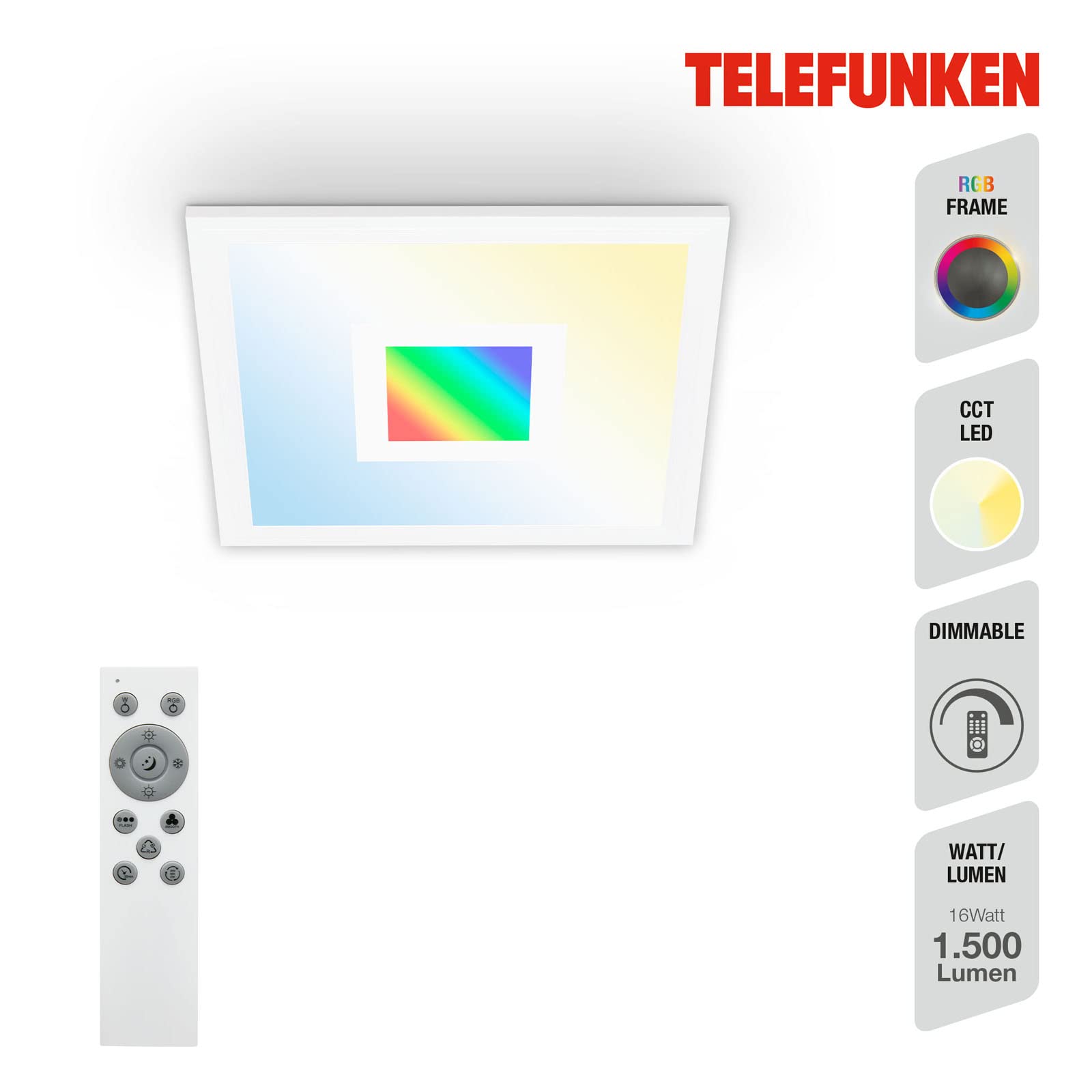 RGB LED Deckenleuchte Dimmbar – 10 W, 16 Farben, Mit Fernbedienung, Für Wohnzimmer, Hotel, Restaurant