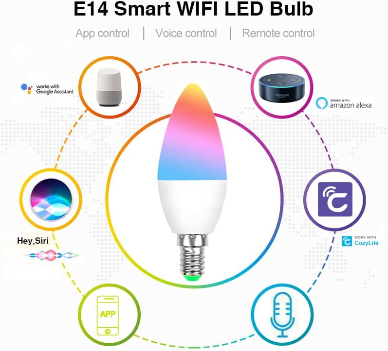 Miniatura 4 de Athom Bombilla inteligente E14 WiFi regulable RGBCW funciona con control de voz Apple Homekit Siri
