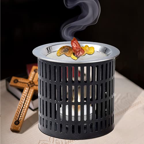 Resin Incense Burner To Use With Tealight, Iron In Black, Height 3.15 Inch #TOP2