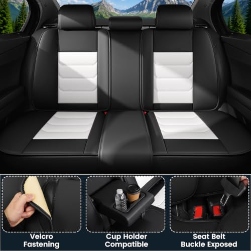 Image of Car Seat Covers Custom Fit Kia Telluride 2020-2026, Waterproof Nappa Leather Car Seat Protector, Breathable Car Seat Cushion, Seat Covers for Car(5 Seats Luxury /Black&White)