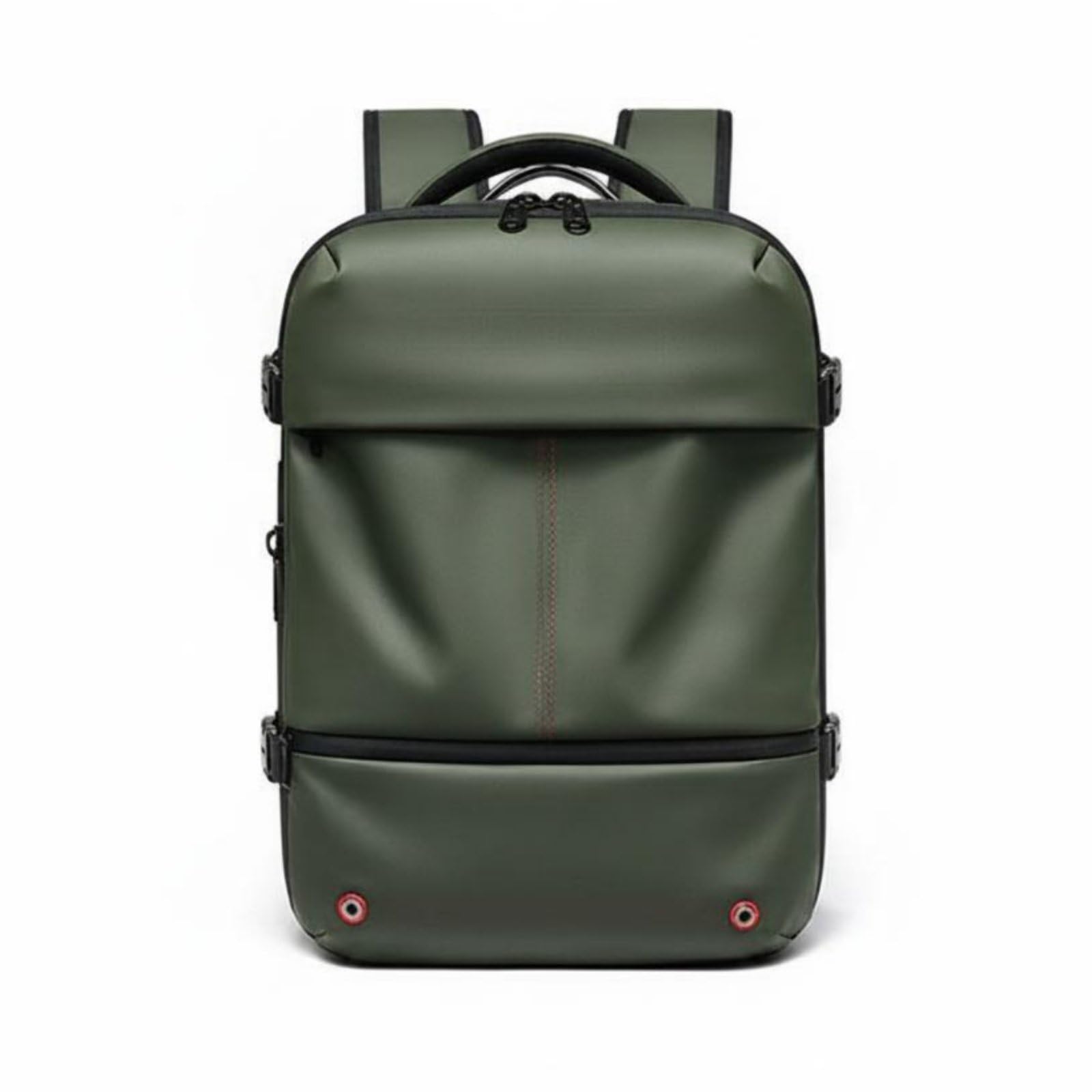 Zaino da Viaggio Impermeabile Zaino Laptop Zaino Compressibile Zaino Antipioggia con Passaggio per Trolley E Schienale Aerato Porta USB per Power Bank, Verde, Verde Militare, 16 Pollici
