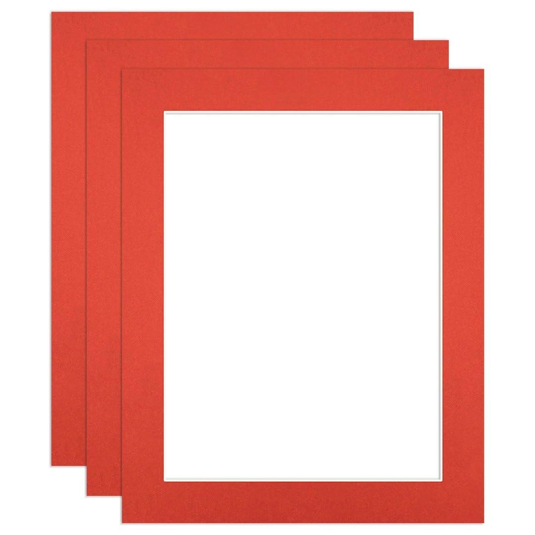 Procut Global 20x16" Poppy Red Picture Mounts to Fit 16x12" Aperture - Precision Cut Cardboard Photo Mount - Ideal for Frames, Prints, Artwork & Certificates - Sizes & Colours Available - 3 Pack โ image 1