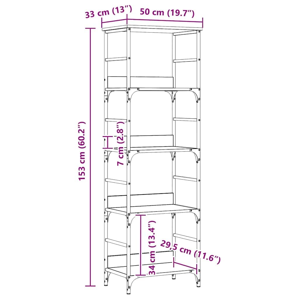 Generisch Bücherregal Artisan-Eiche 50x33x153 cm Holzwerkstoff,Möbel,Regalsysteme,Bücherregale Bücherschränke-857469