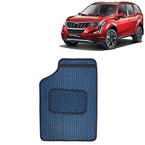Image of Kingsway Dotted Design Car Floor Foot Mats Universal Fit for Mahindra XUV 500, Model Year : 2018-2021, Water and Dustproof, Color Blue, Set of 5 Pieces