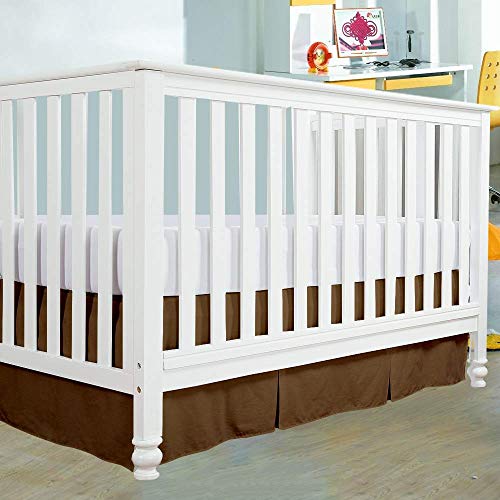 Image of Cottington Lane Crib Bed Skirt Pleated Crib Skirt Dust Ruffle, 100% Natural Cotton, Nursery Crib Toddler Bedding Skirts for Baby Boys or Girls, 14 inch Soft Crib Dust Ruffle Drop Crib Skirt-Taupe