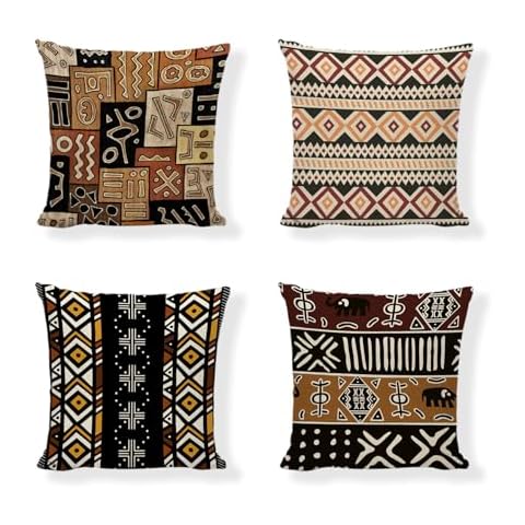 Set of 4 African Ethnic Cushion Covers Cover
