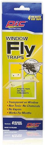 PIC Trampa para moscas para ventana, caja de 4 unidades, paquete de 6  24 trampas en total