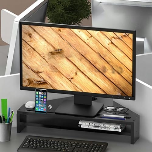 Support d'écran double couche avec 2 emplacements de rangement pour optimiser votre coin bureau - 2