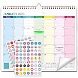 Apeso Wall Calendar 2026-2027 Academic Year, Family Large Monthly Calendar Canada Francais for Wall Fridge, Mom 18 Months Daily Planner from January 2026 to June 2027 with Planner Stickers, 14.7" x 11.6" (Rainbow)