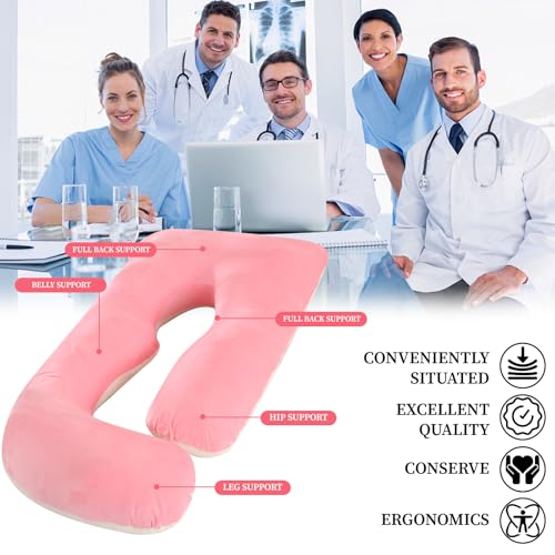 Image of Full Body Pregnancy Pillow - 68Inch U-Shaped Maternity Pillow with Removable Washable Velvet Cover for Back, Legs, HIPS & Belly Support, Improves Sleep for Pregnant Women