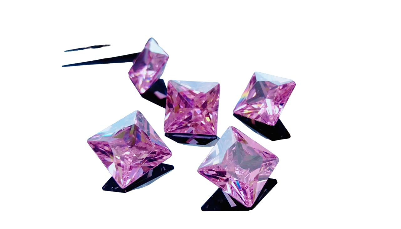 Oxyde de zirconium carré rose de qualité AAA de 2 mm à 10 mm, diamant rose synthétique transparent en vrac pour la fabrication de bijoux