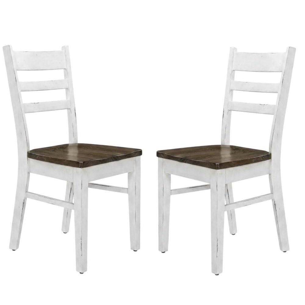 Wood Ladderback Dining Chair Set of by Starlight Canyon Home – Solid Wood, Mahogany, White, Pack of 2