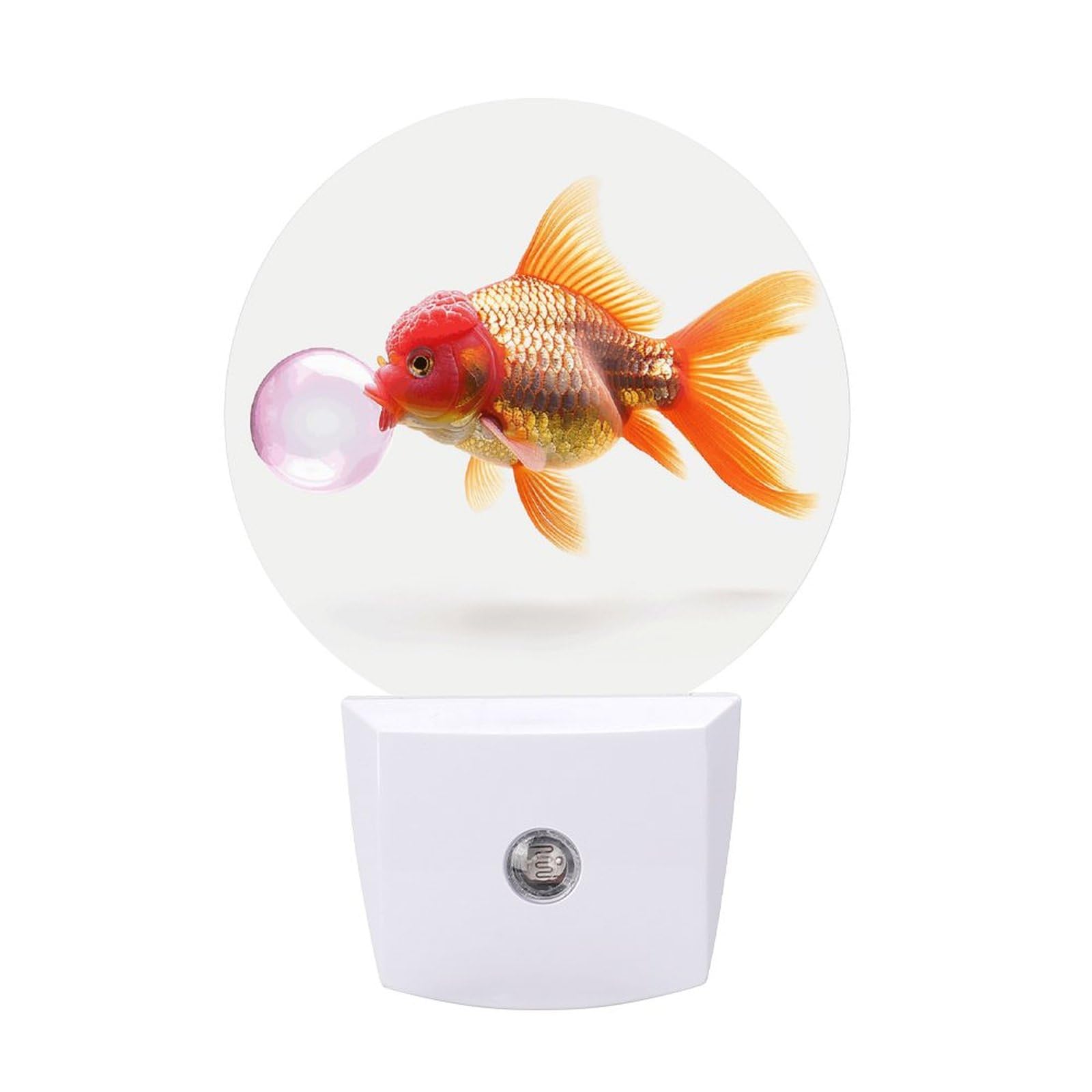Plug in Night Light,Fish Blowing Bubble Gum Print Night Lights Plug in Wall with Dusk to Dawn Photocell Sensor,LED Nightlights for Hallway Stairs Living Room Bedroom Decor,0.5 W Warm White