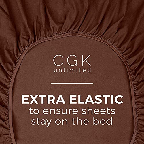 Full Fitted Sheet - Single Fitted Deep Pocket Sheet - Fits Mattress Perfectly - Soft Wrinkle Free Sheet - 1 Fitted Sheet Only – Brown #TOP3