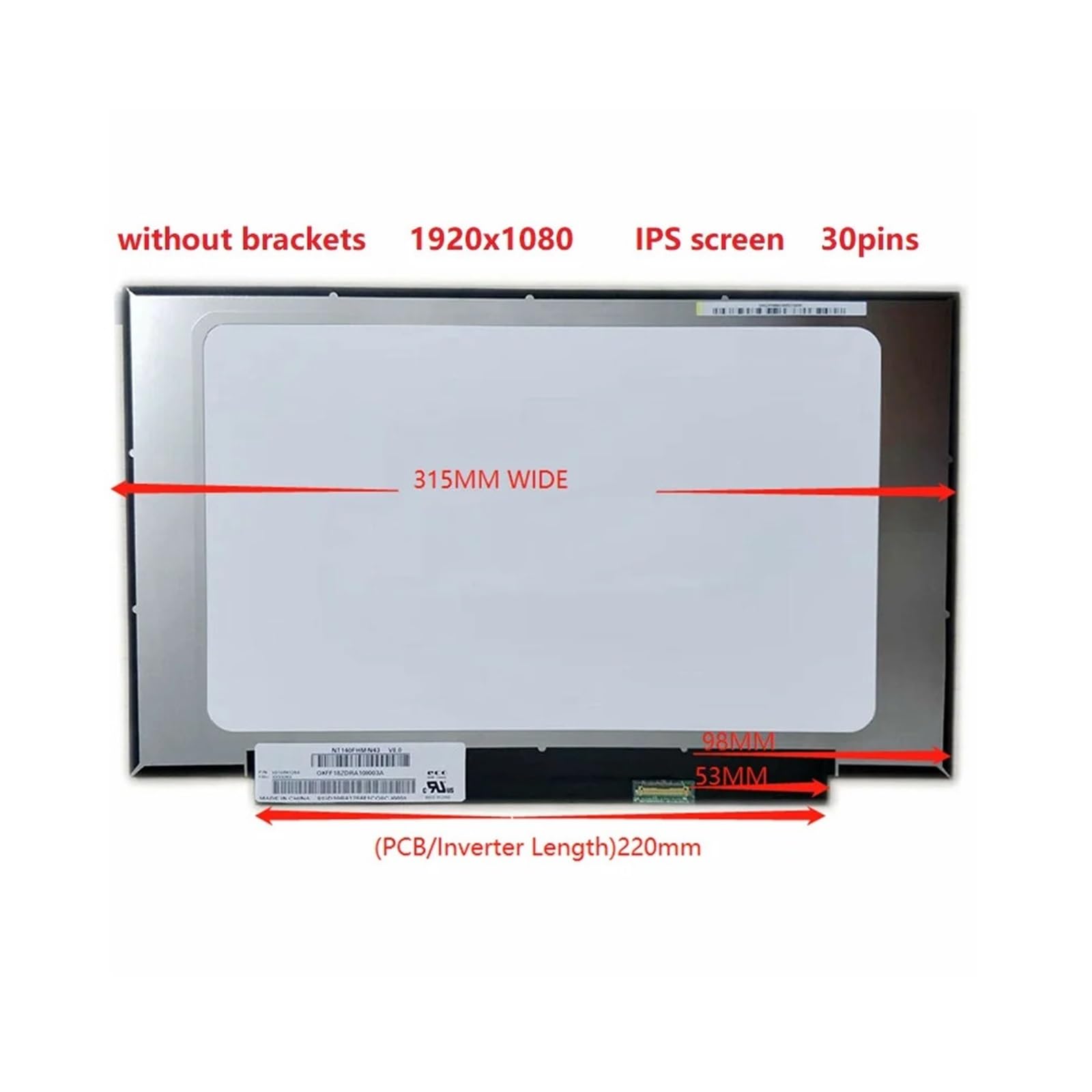 Pantalla LCD LED de 14,0 pulgadas FHD 30 pines IPS TV140FHM-NH1 TV140FHM NH1 N140HCA-EAD RL140NWF5 1920x1080