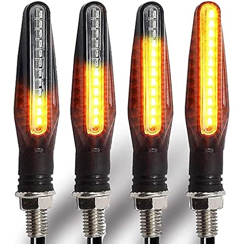 BlyilyB Motorcycle Blinkers Indicator Turn Signal Amber Flowing Sequential Universal Lamp (Pack of 4) Cover