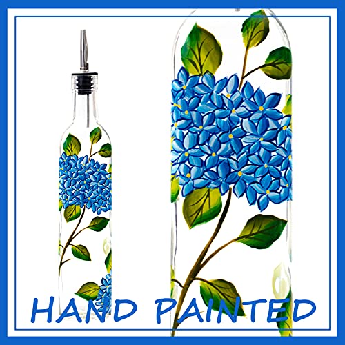 Yiyukodo HYDRANGEA 17Oz Hand Painted Glass Olive Oil Bottle Dispenser thumb #1