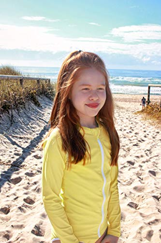 Image of Girls Long Sleeve Swim Shirt UPF 50+ Rash Guard One Piece Zipper Swim Shirt