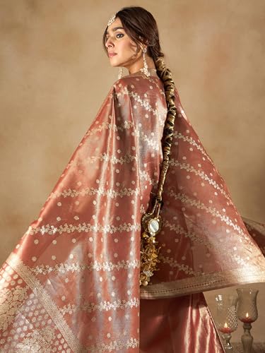 Image of INDO ERA Women's Purple Silk Blend Woven Design Straight Kurta and Pant with Dupatta Set (IESTR5599)