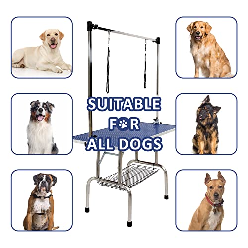 ROOMTEC 46" Dog Grooming Table,Foldable Home Pet Bathing Station with Adjustable Height Arm/Noose/Mesh Tray(Upgrade, Black) - Image 3