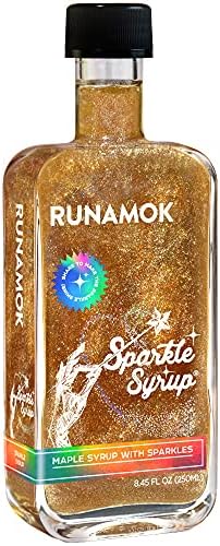 Runamok Sparkle Syrup - Maple Syrup Infused with Edible Sparkles, Perfect Pancake Syrup, Fun Vermont Maple Syrup for Beverages, Fresh Fruit & Dessert Toppings | 8.45 Fl Oz (250mL)