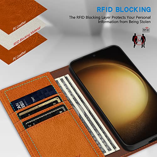 Image of ZZXX for Samsung Galaxy S23 Wallet Case Strong Magnetic 6.1 inch,Brown