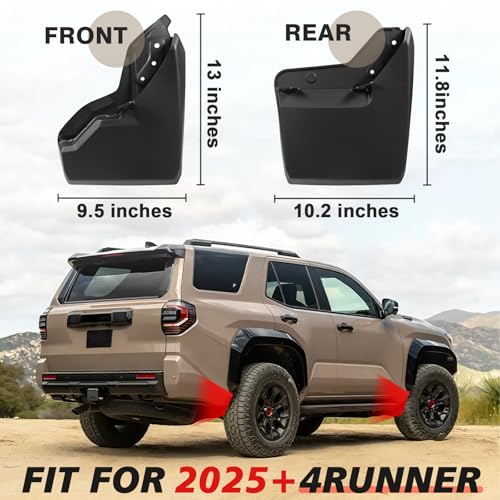 Image of Muslogy Mud Flaps Splash Guards Compatible with Toyota 4Runner 2025 2026 Accessories 6Gen 4Runner Front and Rear Mud Guards 4PCS Drilling Heavy Duty Fender Mudguards Kit with Hardware Accessories