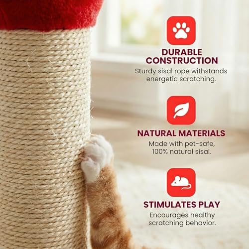 Rascador para gatos torre con base estable y sisal natural miniatura 3