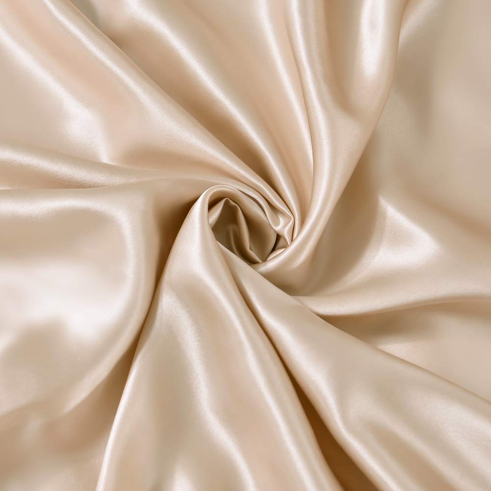 THXSILK Funda de almohada de seda de 25 Momme para cabello y piel, funda de almohada de seda de morera, hipoalergénica con cremallera oculta, seda pura en ambos lados… (champán, 45 x 45 cm)