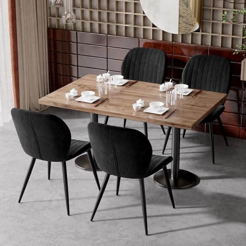 Daluvenix Dining Chairs Set of 4 Modern Velvet Dining Room Chairs Upholstered Dining Chairs with Thick Cushions Metal Legs Armless Back Chair for Kitchen and Living Room Black