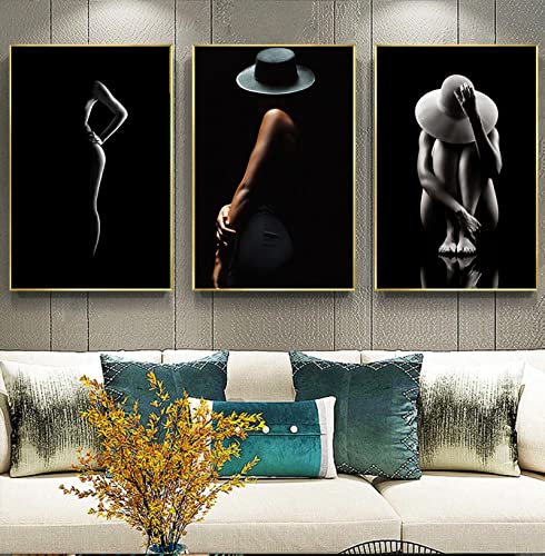 Affiches peinture abstraite femme noir décoration murale