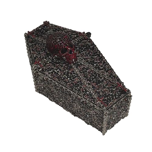 Cool Skull Evening Bag Coffin Shaped Handbag Novelty Cross Rhinestone Purses Halloween Party Clutch(black)