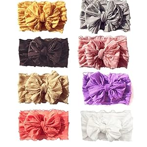 Froiny 8 Pack Baby Meisjes Grote Haar Strikken Super Stretchy Zachte Geknoopte Ademende Hoofdbanden Hoofdbanden Hoofd…