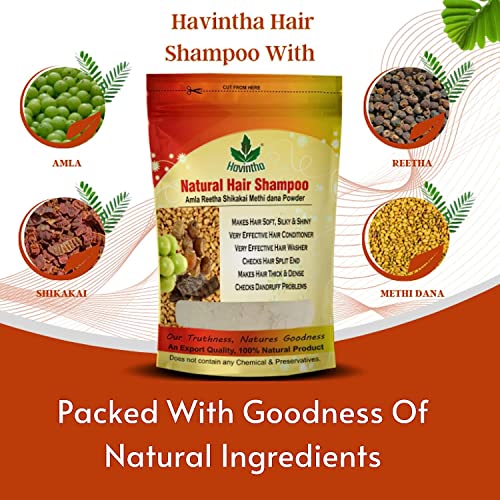 Image of Havintha Natural Hair Shampoo with Amla, Reetha and Shikakai Powder (227g) (SHAMPOO & HAIR VITAMIN)