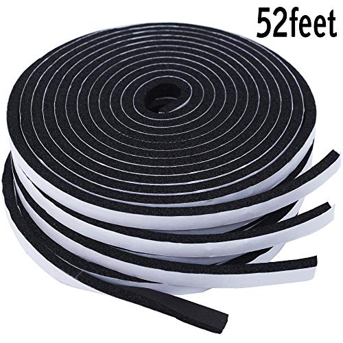 Foam Seal Tape - 52Ft Length High Density Sponge Rubber Strip, Strong Self