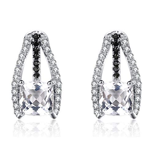 Boucles d'oreilles spinelle noire de joaillerie fine en argent sterling 925 véritable