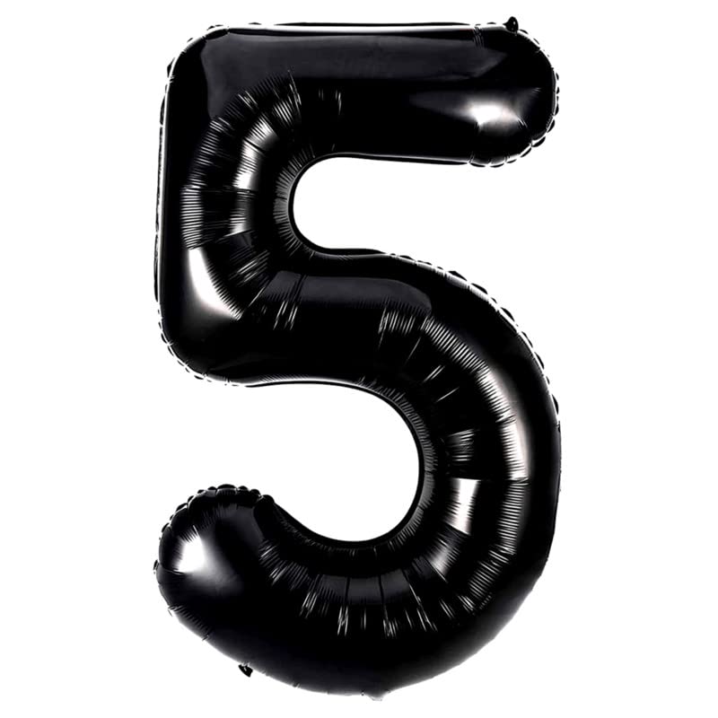 Image of Black 32 Inches 5 Numbers Shape Large Big Foil Helium Balloons For Party Decorations In Happy Birthday Anniversary Office Items Materials Set Pack, Pack Of 1