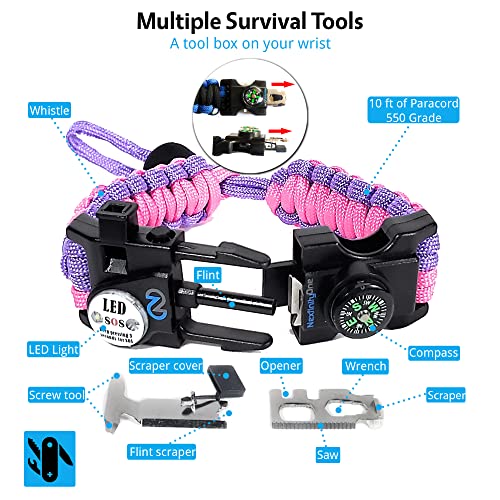 Pulsera de supervivencia paracord set x 2 con multiherramientas miniatura 4
