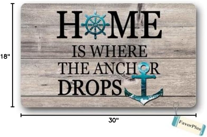 FavorPlus Funny Doormat - Home is Where The Anchor Drops Outdoor/Indoor Non Slip Decor Floor Door Mat Area Rug for Entrance 18X30 inch
