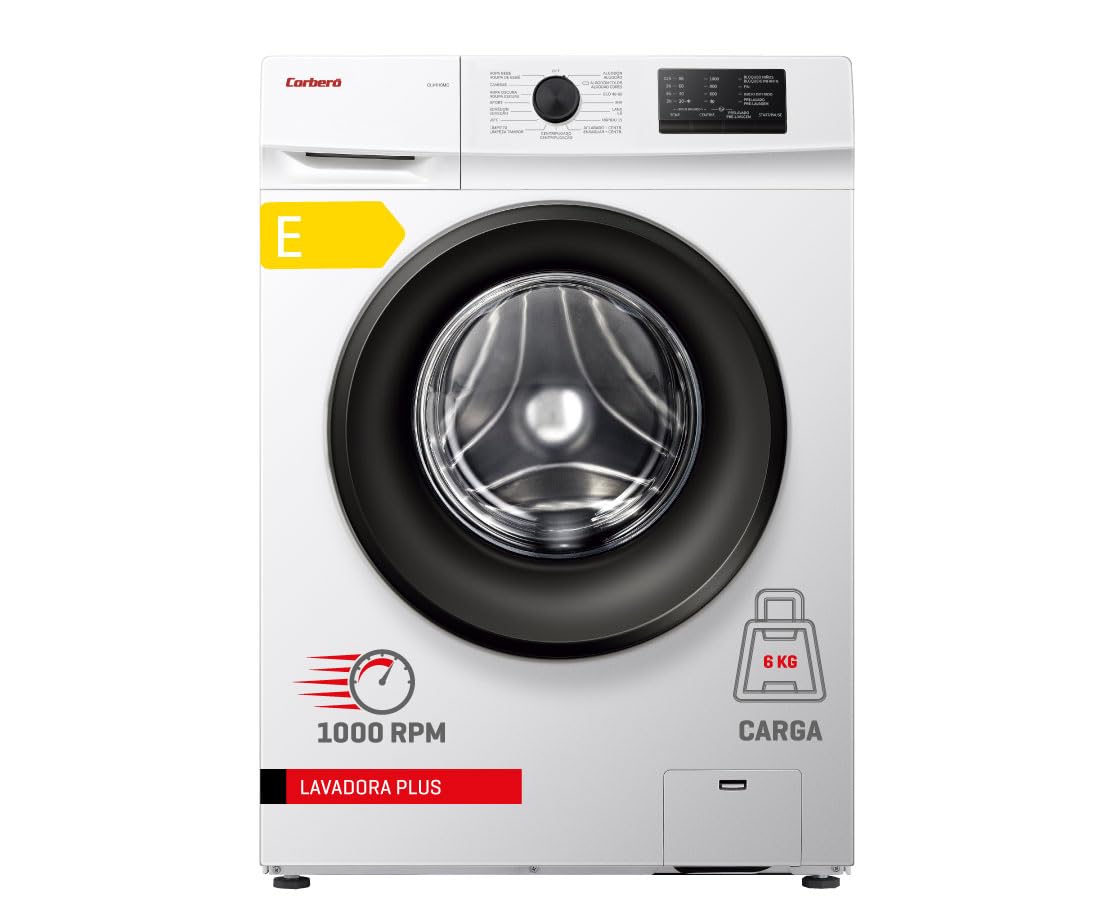 Corberó - Lavadora Carga Frontal | CLH610MC | 6 Kg | 1000 Rpm | 15 Programas | Inicio Diferido | Lavado Rápido | Blanco