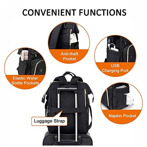 Laptop Backpack for Women Fashion Travel Bags Business Computer Purse Work Bag with USB Port, Black, 17-Inch - Image 4