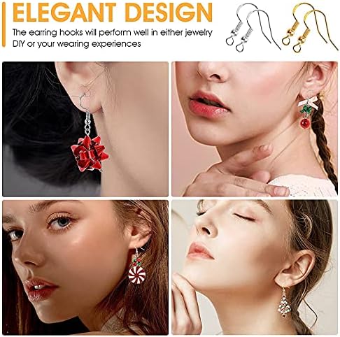 ASTER 200PCS Gold Silver Earring Hooks Set, Hypo-allergenic Earring Hook DIY Ear Wires Jewelry Hook Earring Findings French Wire Earring Hooks Backs for Jewelry Making