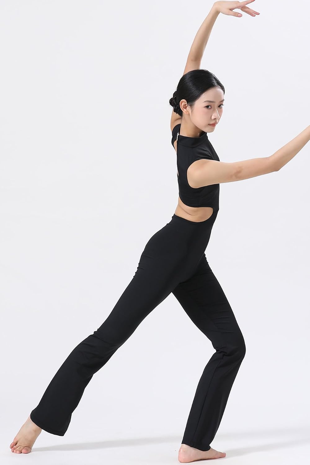 Dance Elite Vesper Mock Neck Sleeveless Unitard, Side Cutout & Open Back