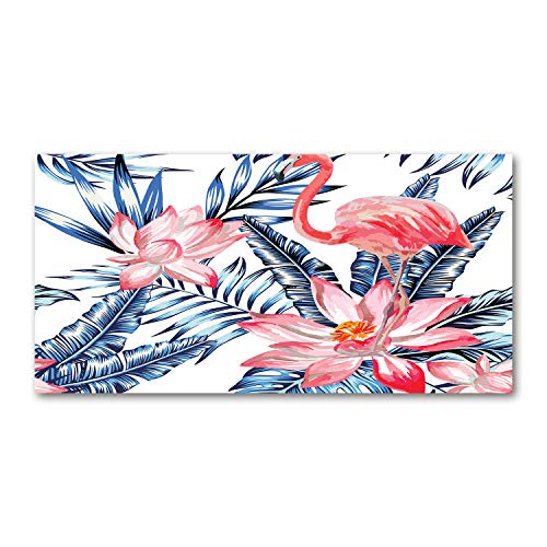 Fond de hotte en verre trempé haute résistance 140x70cm motif flamants