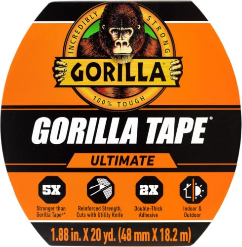 Image of Gorilla Ultimate Tape, High Tensile Cloth with Double-Thick Adhesive for Hauling, Strapping, Patching, Bundling, Lifting, 1.88 inch x 20yd, Black (Pack of 5)