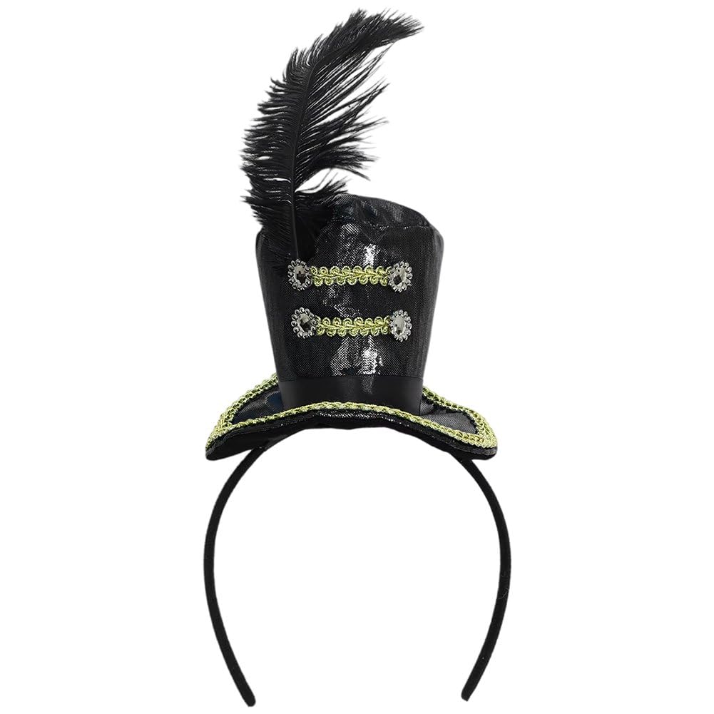 Luxylei Adults Kids Soldier Mini Hat Headband with Feather for Ringmaster Circus Carnival Party Gril 1920s Gatsby Party Costume